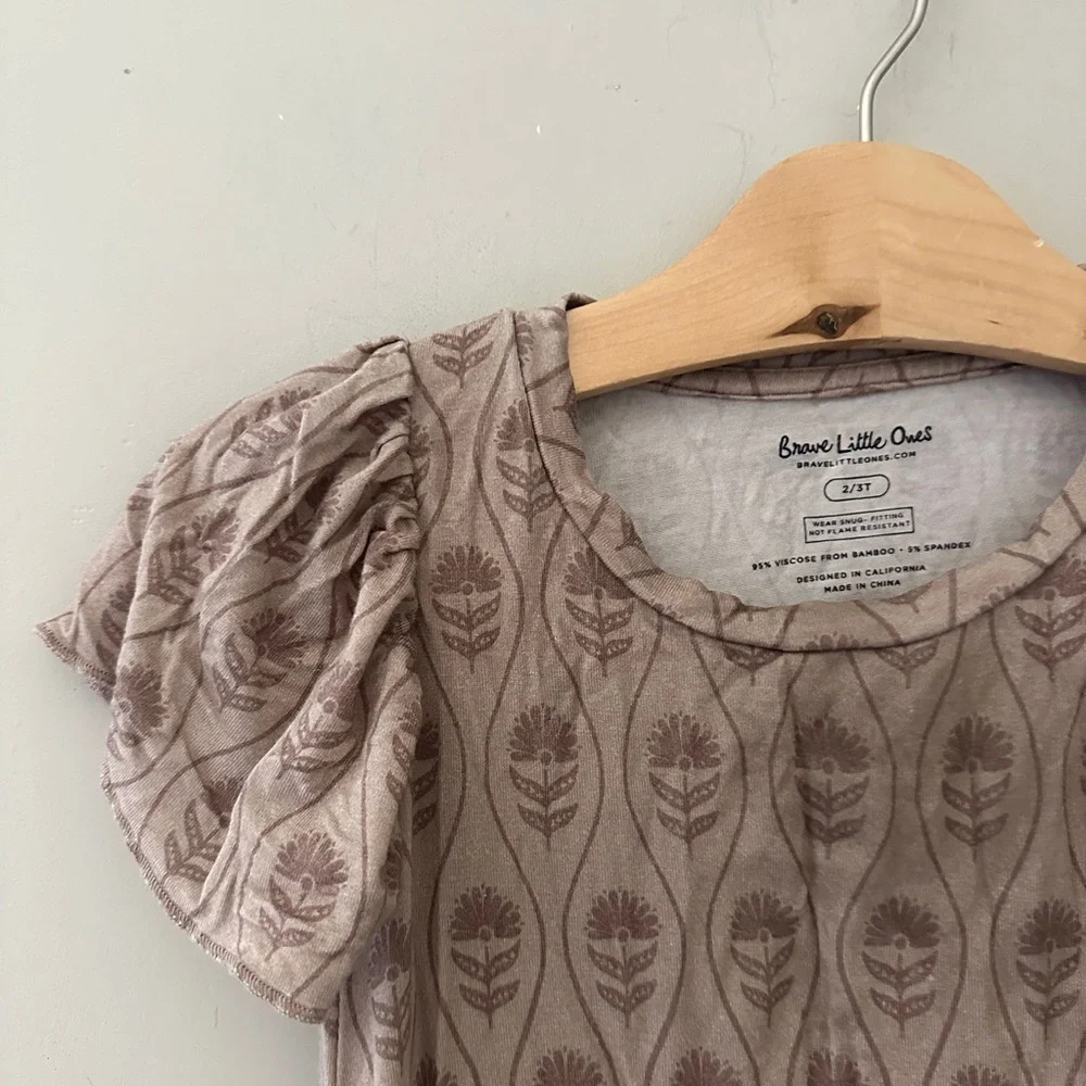 $23‎ ADD ON brave little ones! purple gray bamboo floral dress